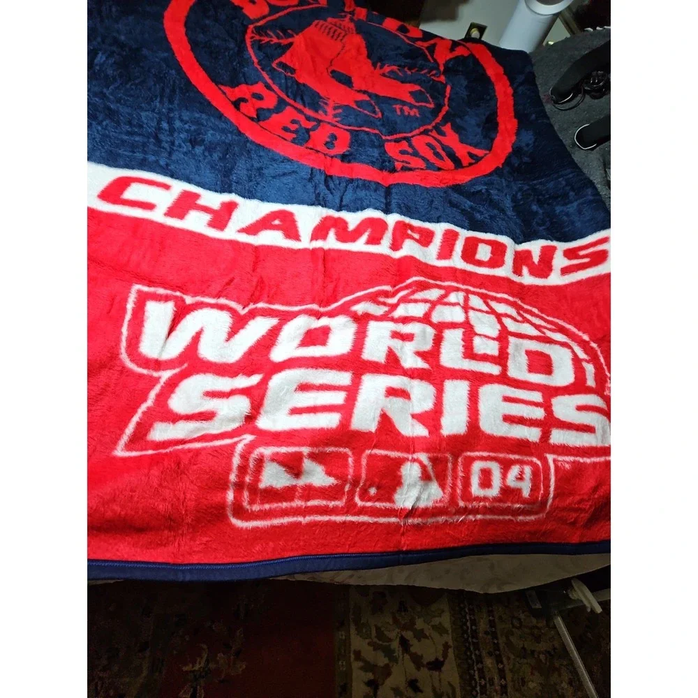 Boston Red Sox Plush Blanket World Series Champs 2004 Throw Fuzzy 60x50 Vintage